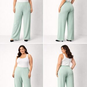 Eileen Fisher Light Green Wide-Leg Pants